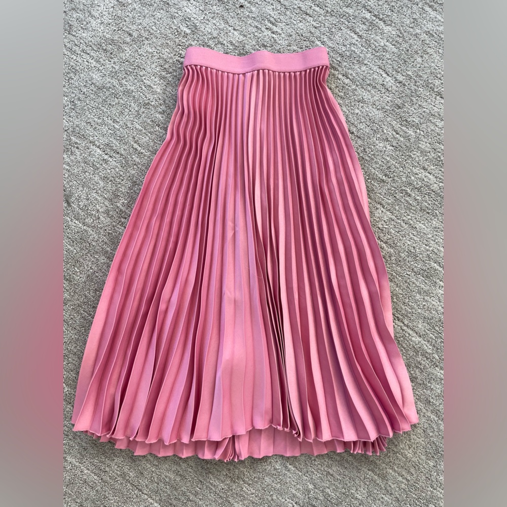 Satin pleated midi skirt
